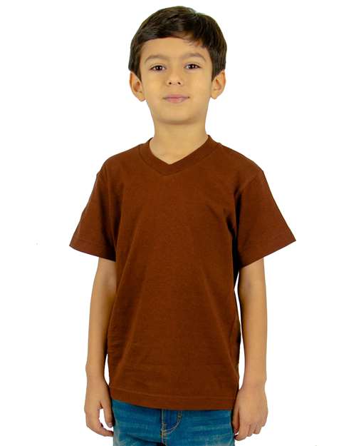 Youth V-Neck T-Shirt - Brown