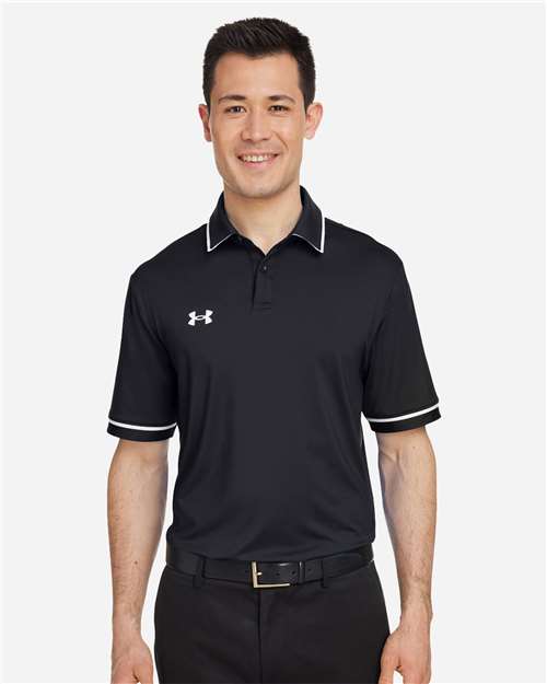 Men's Tipped Teams Performance Polo - Black/ White