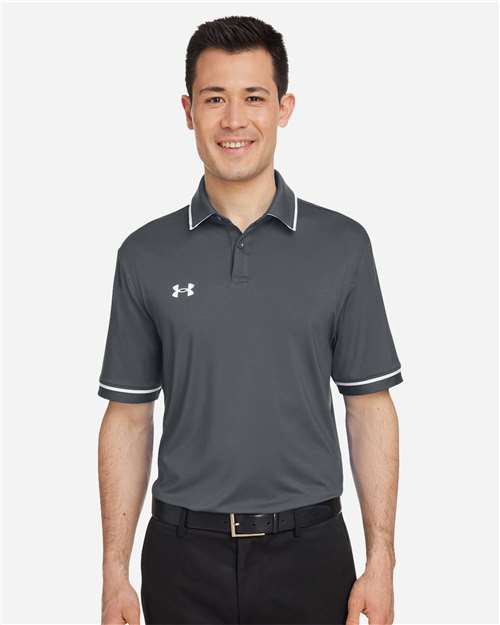 Men's Tipped Teams Performance Polo - CS Grey Light Heather/ White