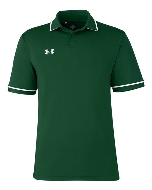 Men's Tipped Teams Performance Polo - Forest Green/ White