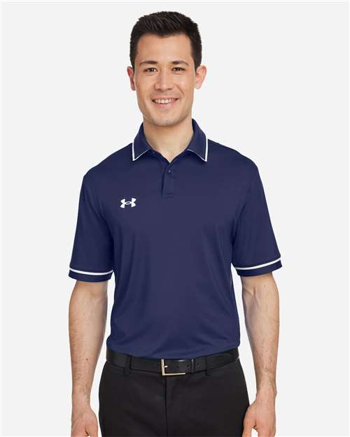 Men's Tipped Teams Performance Polo - Midnight Navy/ White