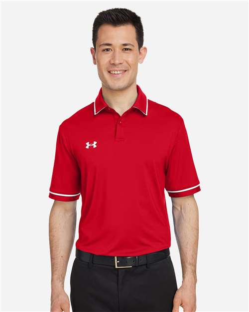 Men's Tipped Teams Performance Polo - Red/ White