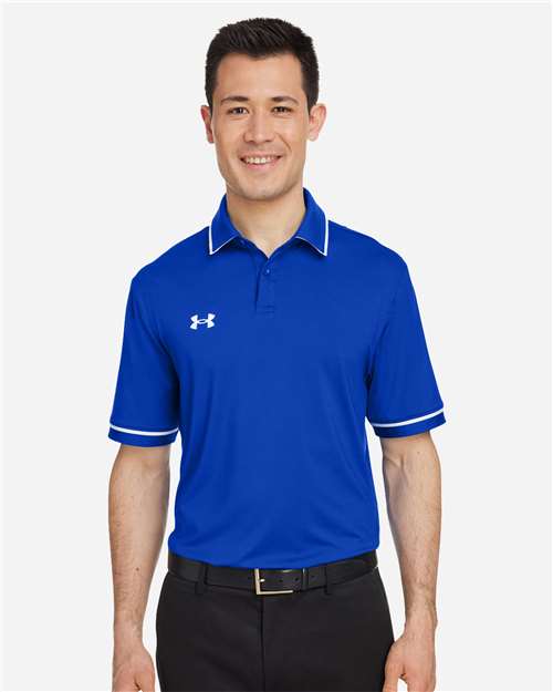 Men's Tipped Teams Performance Polo - Royal/ White