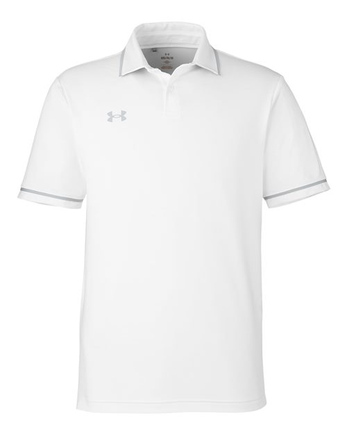 Men's Tipped Teams Performance Polo - White/ Mod Grey