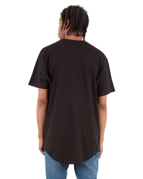 Unisex Curved Hem Long T-Shirt - Black