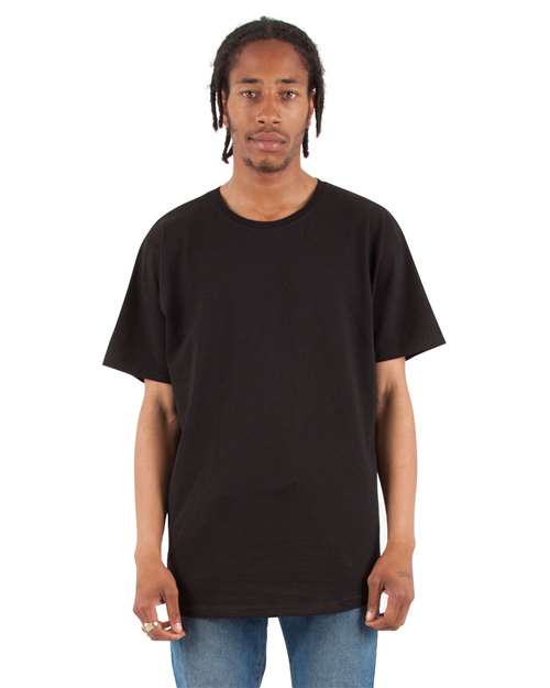 Unisex Curved Hem Long T-Shirt - Black