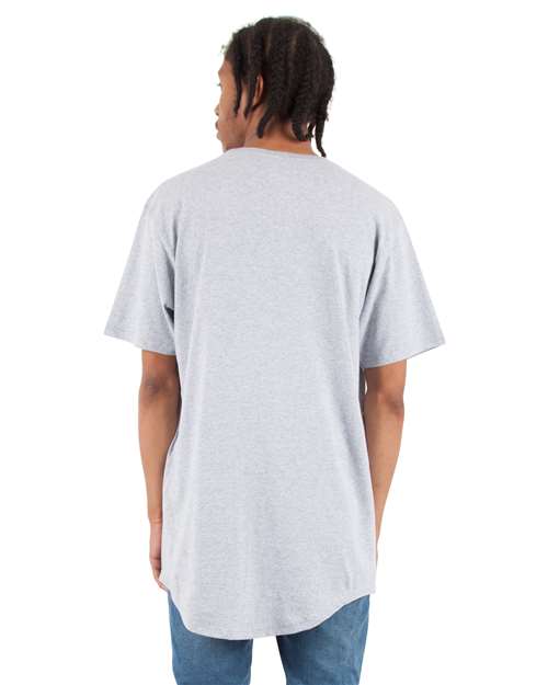 Unisex Curved Hem Long T-Shirt - Heather Grey