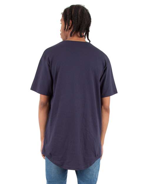 Unisex Curved Hem Long T-Shirt - Navy
