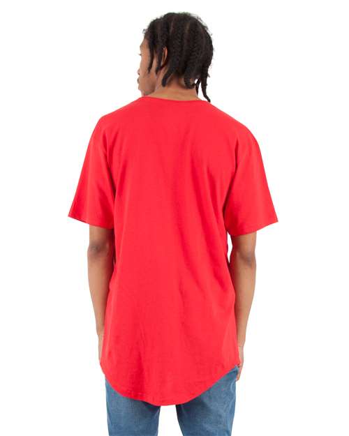 Unisex Curved Hem Long T-Shirt - Red