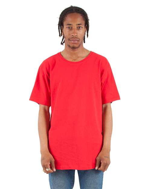 Unisex Curved Hem Long T-Shirt - Red