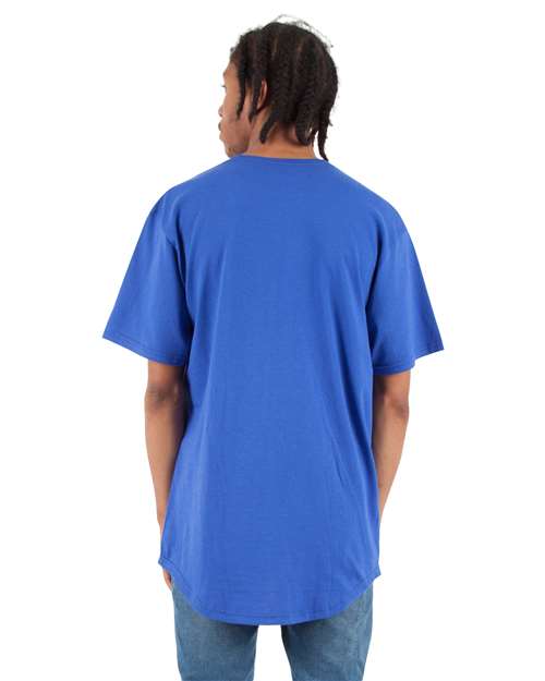Unisex Curved Hem Long T-Shirt - Royal