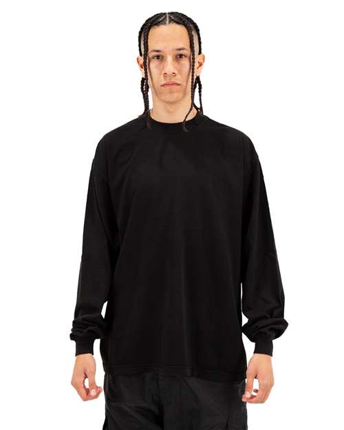 Unisex Max Heavyweight Garment-Dyed Long Sleeve T-Shirt - Black