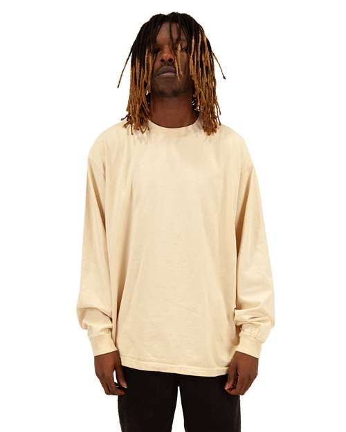 Unisex Max Heavyweight Garment-Dyed Long Sleeve T-Shirt - Cream