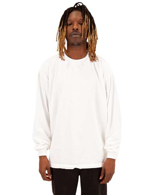 Unisex Max Heavyweight Garment-Dyed Long Sleeve T-Shirt - White