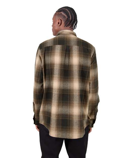 Unisex Plaid Flannel Overshirt - Brown/ Black