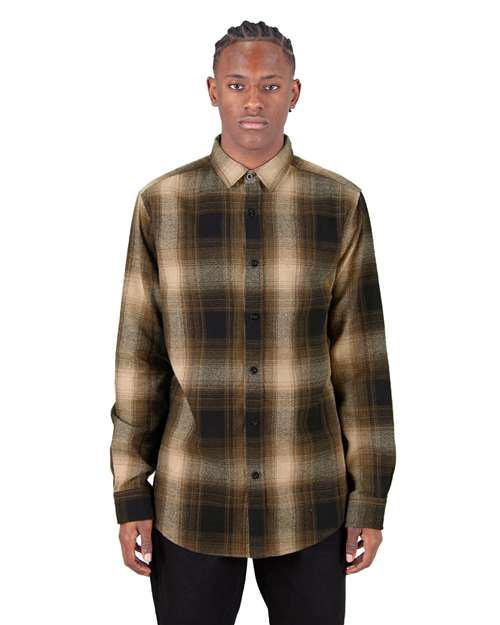Unisex Plaid Flannel Overshirt - Brown/ Black