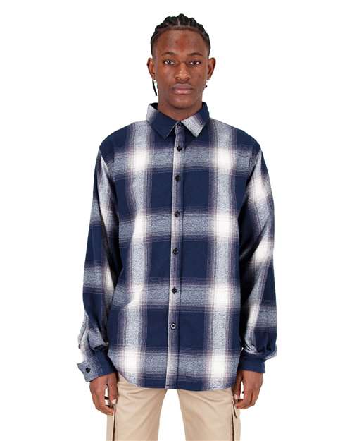 Unisex Plaid Flannel Overshirt - Cream/ Navy
