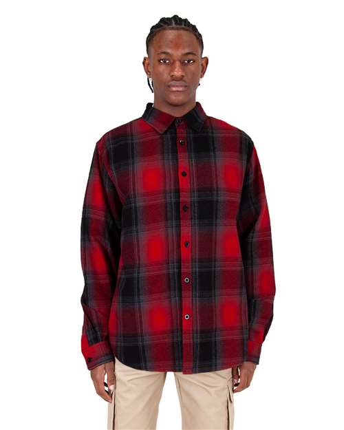 Unisex Plaid Flannel Overshirt - Red/ Black