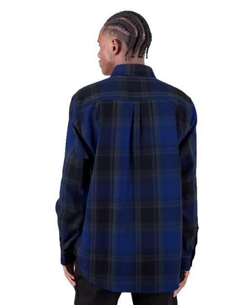 Unisex Plaid Flannel Overshirt - Royal/ Black