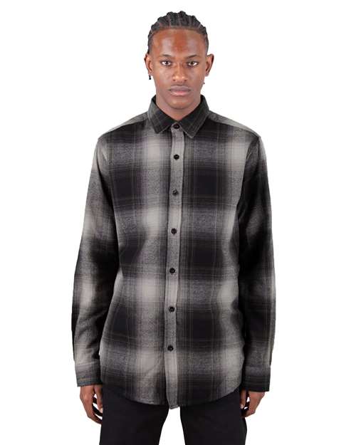 Unisex Plaid Flannel Overshirt - Shadow/ Black