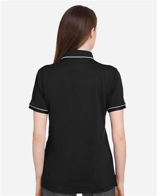 Women's Tipped Teams Performance Polo - Black/ White