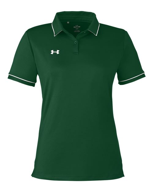 Women's Tipped Teams Performance Polo - Forest Green/ White
