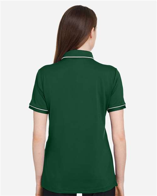 Women's Tipped Teams Performance Polo - Forest Green/ White