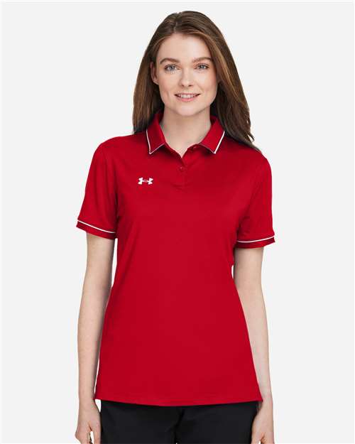 Women's Tipped Teams Performance Polo - Red/ White