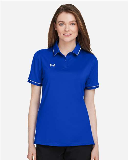 Women's Tipped Teams Performance Polo - Royal/ White