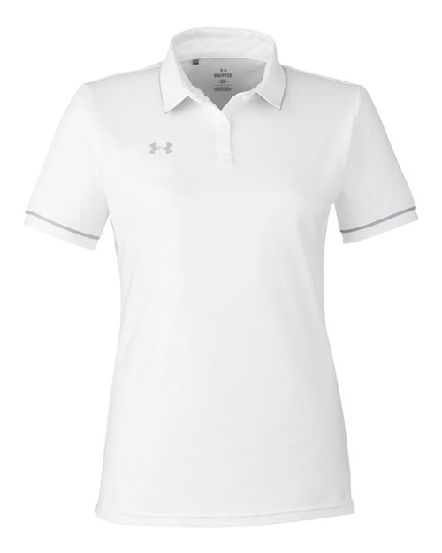 Women's Tipped Teams Performance Polo - White/ Mod Grey