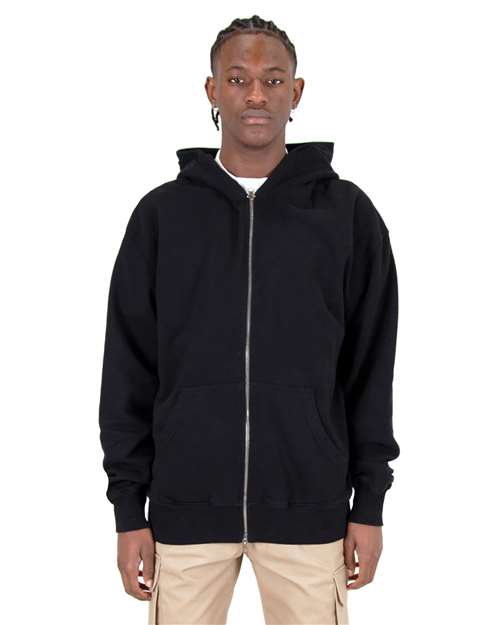 Unisex Max Heavy Fleece Garment-Dyed Double-Zip Hooded Sweatshirt - Black