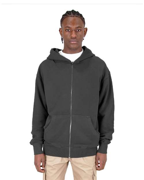 Unisex Max Heavy Fleece Garment-Dyed Double-Zip Hooded Sweatshirt - Shadow