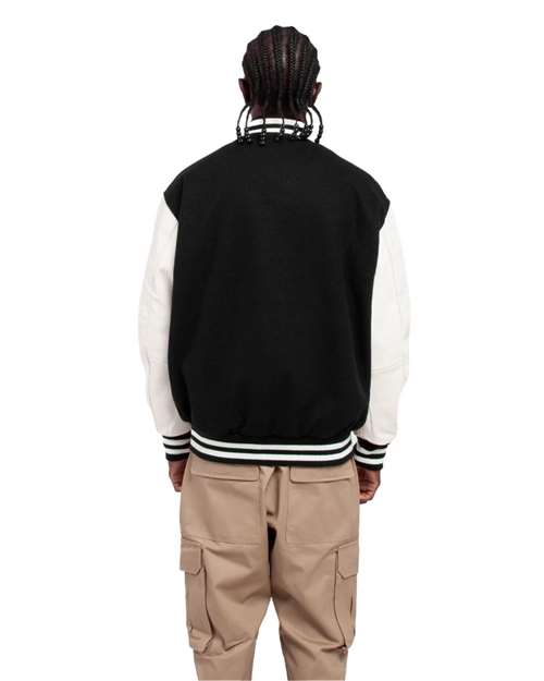 Unisex Letterman Jacket - Black/ White