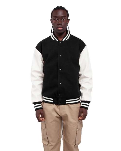 Unisex Letterman Jacket - Black/ White