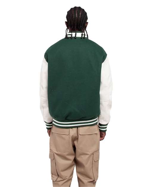 Unisex Letterman Jacket - Hunter Green/ White