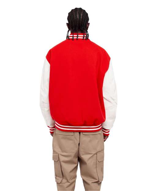 Unisex Letterman Jacket - Red/ White