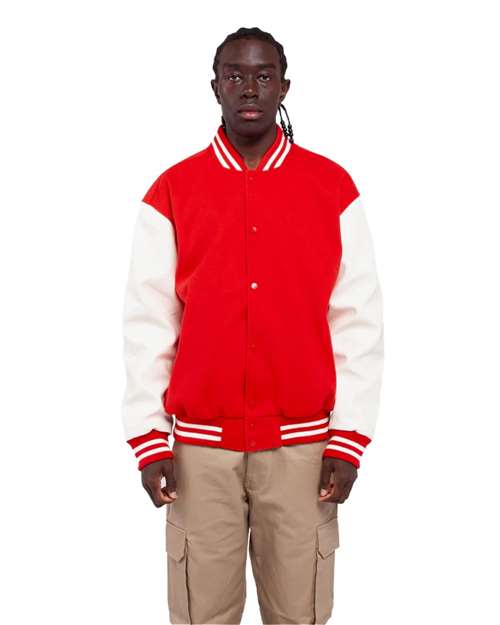 Unisex Letterman Jacket - Red/ White