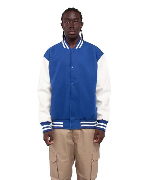 Unisex Letterman Jacket - Royal/ White