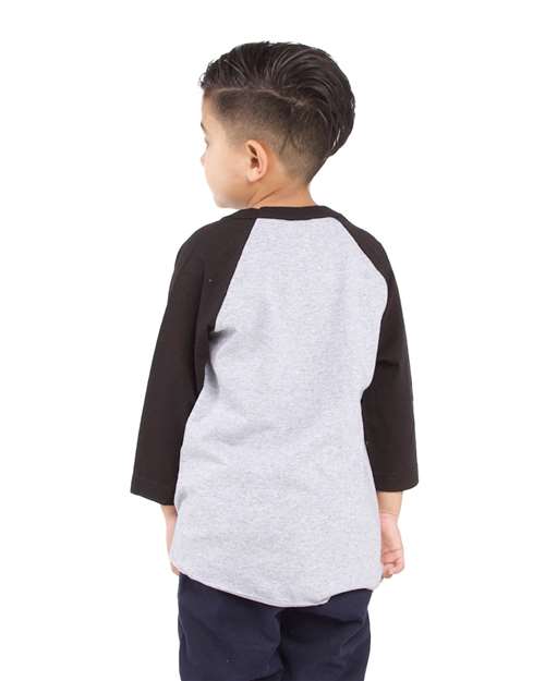 Youth Three-Quarter Sleeve Raglan - Heather Grey/ Black