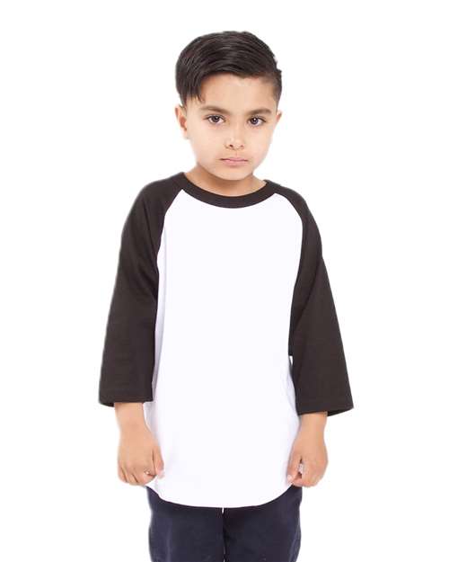 Youth Three-Quarter Sleeve Raglan - White/ Black