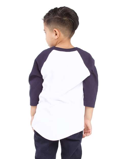 Youth Three-Quarter Sleeve Raglan - White/ Navy