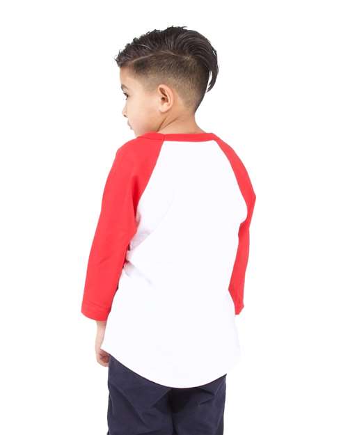 Youth Three-Quarter Sleeve Raglan - White/ Red