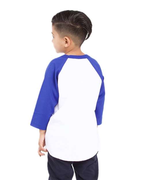 Youth Three-Quarter Sleeve Raglan - White/ Royal