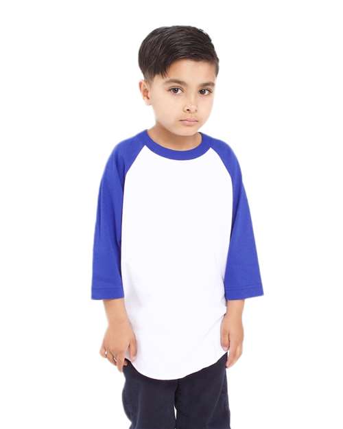 Youth Three-Quarter Sleeve Raglan - White/ Royal