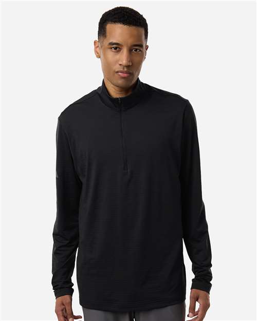 Men's Textured Stripe Quarter-Zip Pullover - Black