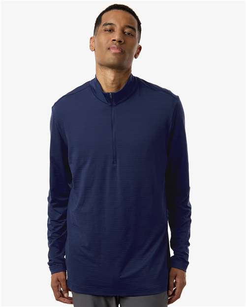 Men's Textured Stripe Quarter-Zip Pullover - Dark Blue