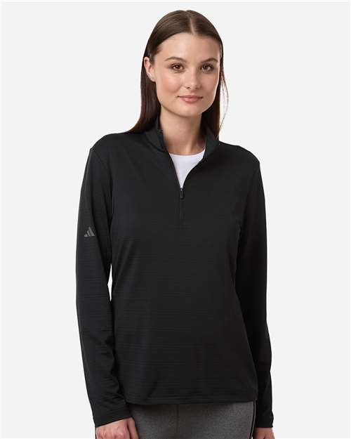 Women's Textured Stripe Quarter-Zip Pullover - Black
