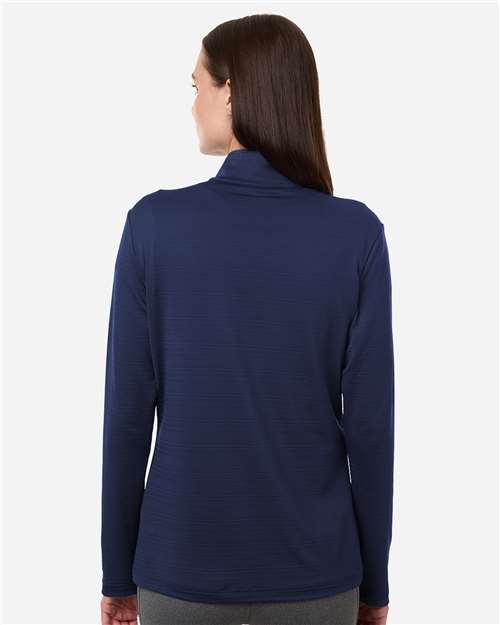 Women's Textured Stripe Quarter-Zip Pullover - Dark Blue