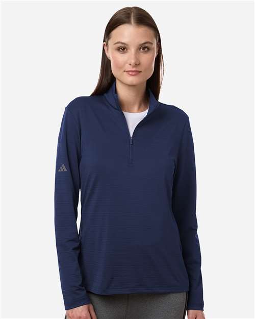 Women's Textured Stripe Quarter-Zip Pullover - Dark Blue