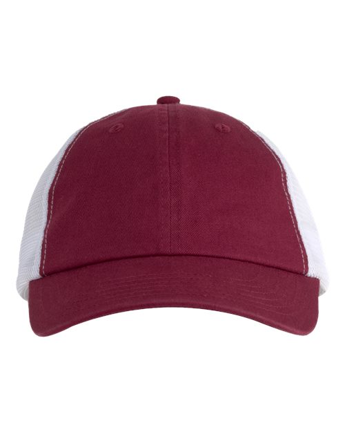 Washed Trucker Cap - Maroon/ White
